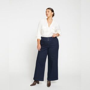 Universal Standard Charlie High‎ Rise Sailor Jeans Dark Indigo Size 6 NWT